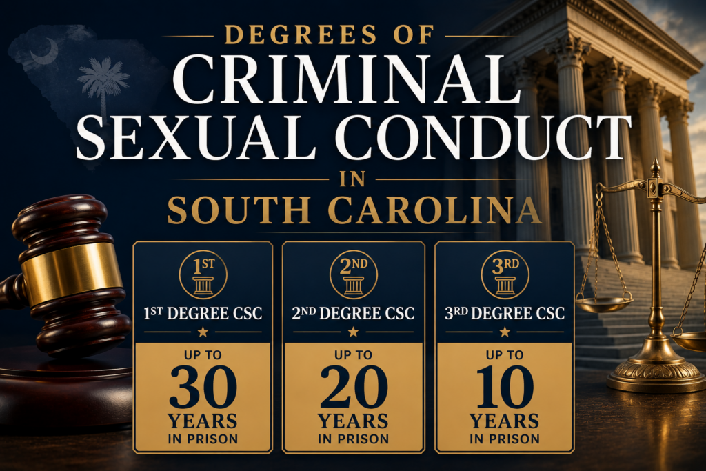 Degrees of Criminal Sexual Conduct in South Carolina